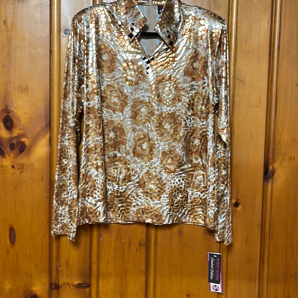 Hobby Horse Limited Edition Equestrian Show Tunic, Copper Leopard, Sz 1X, NWT